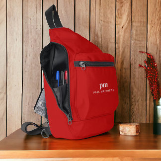 Sac À Bandoulière Monogramme et nom minimaliste simple rouge