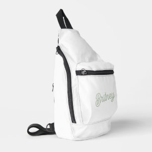 Sac À Bandoulière Monogramme et nom personnalisés de Sage Vert moder