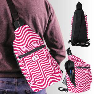 Sac À Bandoulière Monogramme rose blanc ondulé rayures psychédélique