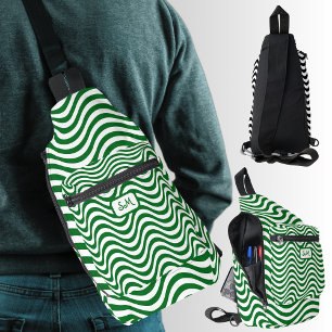 Sac À Bandoulière Monogramme vert et blanc Vagues rayures psychédéli