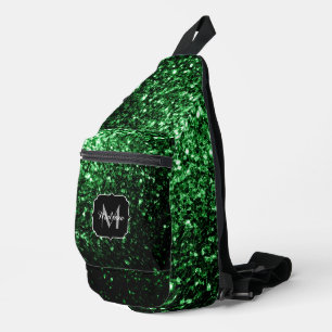 Sac À Bandoulière Monogramme vert foncé faux parties scintillant sci
