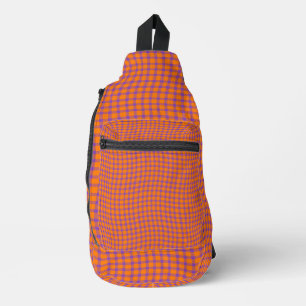 Sac À Bandoulière Motif à carreaux à plaid orange violet sans coutur