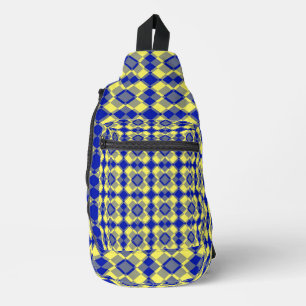 Sac À Bandoulière Motif à carreaux et argyle bleu jaune