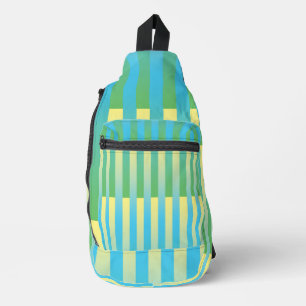 Sac À Bandoulière Motif bleu jaune vert rayé