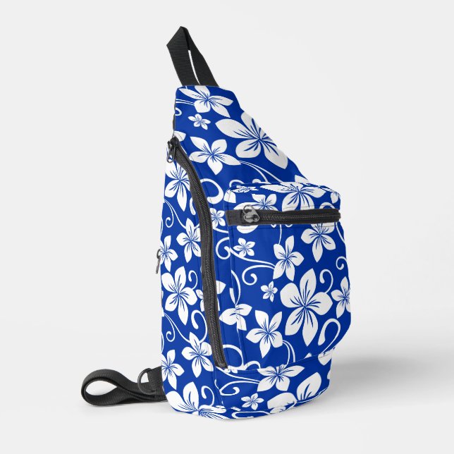 SAC À BANDOULIÈRE MOTIF BLUE HAWAII EN BLEU ROYAL (Coin gauche)