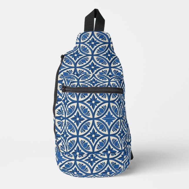 Sac À Bandoulière Motif Carrelage Lotus Méditerranéen - Le Lotus Bla (Recto)