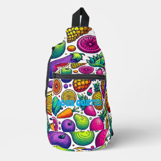 Sac À Bandoulière Motif Coloré de Fruits et Légumes 