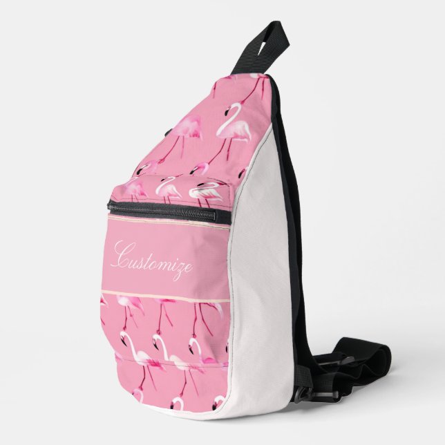 Sac À Bandoulière Motif d'aquarelle couleur Flamant rose rose person (Coin droit)