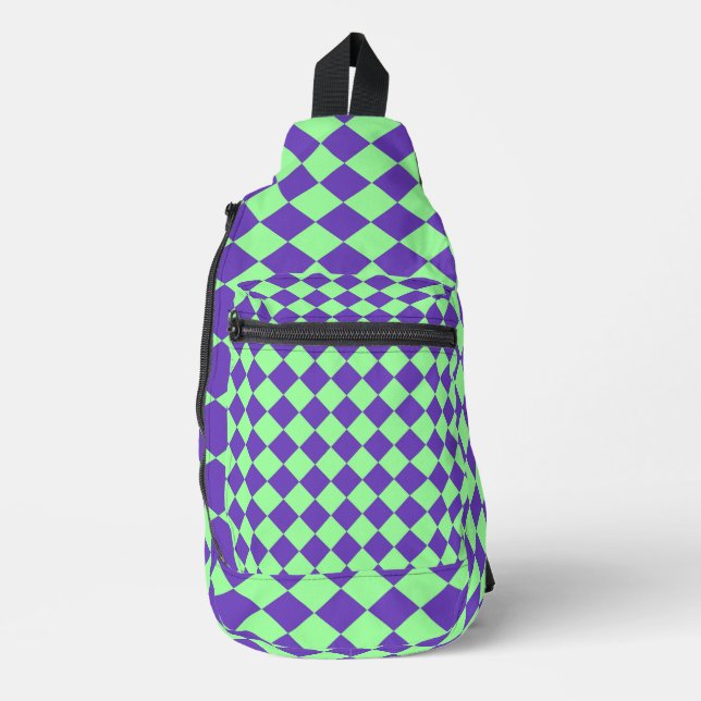 Sac À Bandoulière Motif de diamant Purple Green Checker (Recto)
