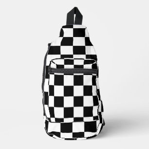 Sac À Bandoulière motif de géométrie en noir et blanc À damiers carr