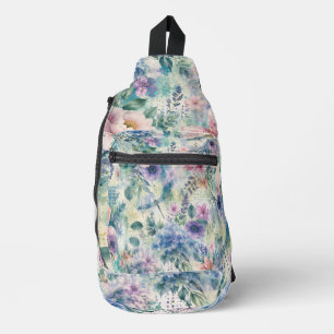 Sac À Bandoulière Motif de libellule florale à l'aquarelle