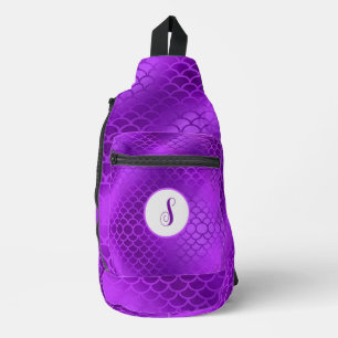 Sac À Bandoulière Motif des échelles de sirène violet initiales pers