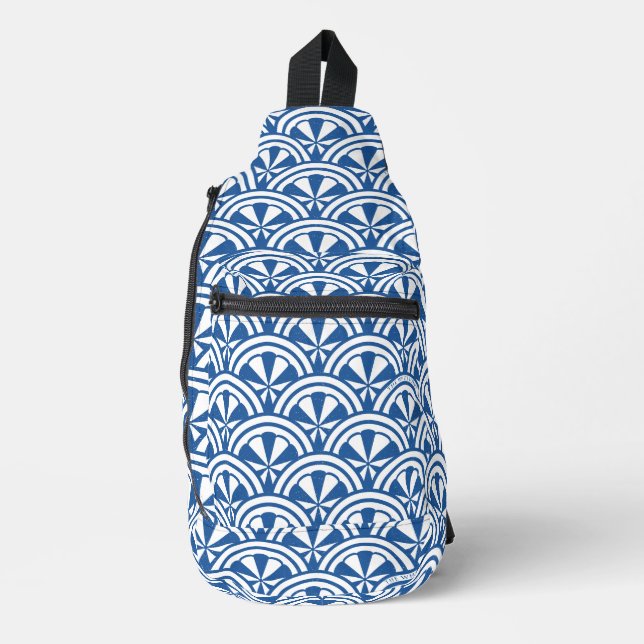 Sac À Bandoulière Motif des vagues côtières - Le Lotus Blanc (Recto)