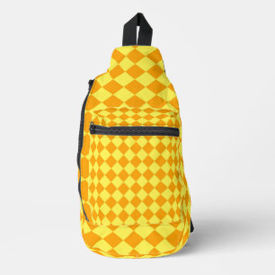 Sac À Bandoulière Motif diamant à carreaux jaune orange