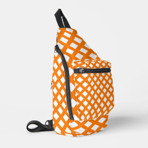 Sac À Bandoulière Motif diamant à carreaux orange et blanc