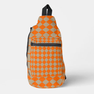 Sac À Bandoulière Motif diamant à carreaux taupe orange