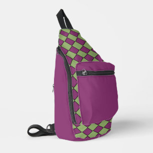 Sac À Bandoulière Motif diamant à carreaux violet vert