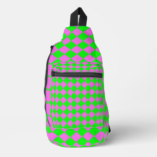 Sac À Bandoulière Motif diamant Pink Green Checker