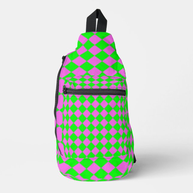 Sac À Bandoulière Motif diamant Pink Green Checker (Recto)