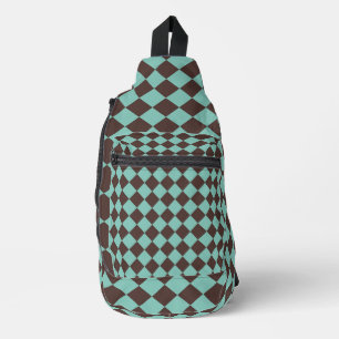 Sac À Bandoulière Motif diamant turquoise Brown Checker 