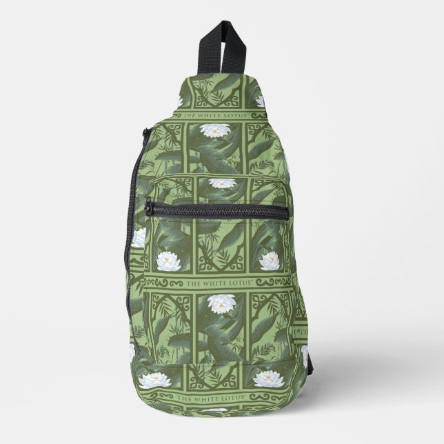 Sac À Bandoulière Motif du panneau Lotus Botanique - Le Lotus Blanc (Recto)