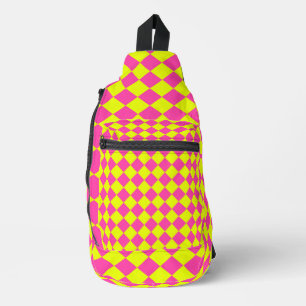 Sac À Bandoulière Motif du vérificateur de diamants rose jaune