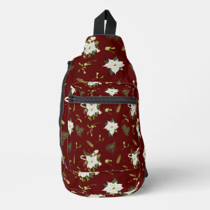 Sac À Bandoulière Motif floral vert blanc accrocheur sur fond bordea