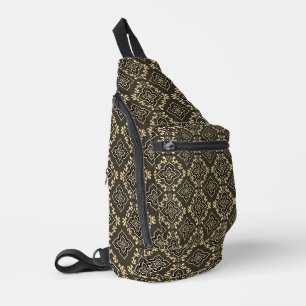 Sac À Bandoulière Motif géométrique doré et marron / Impression indi