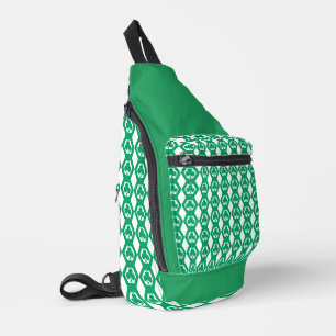 Sac À Bandoulière Motif Hexagone Blanc Vert Trèfle
