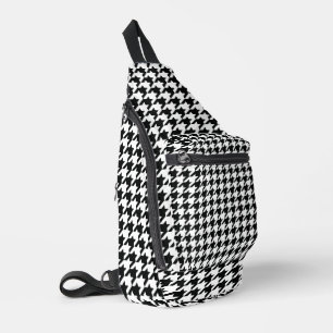 Sac À Bandoulière Motif Pied-de-Poule Classique : Noir & Blanc Vinta