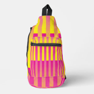 Sac À Bandoulière Motif rayé orange jaune rose
