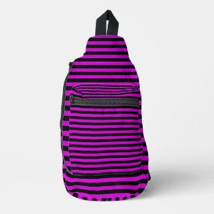 Sac À Bandoulière Motif rose noir rayures
