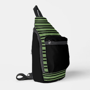 Sac À Bandoulière Motif sans fin à rayures noires et vertes
