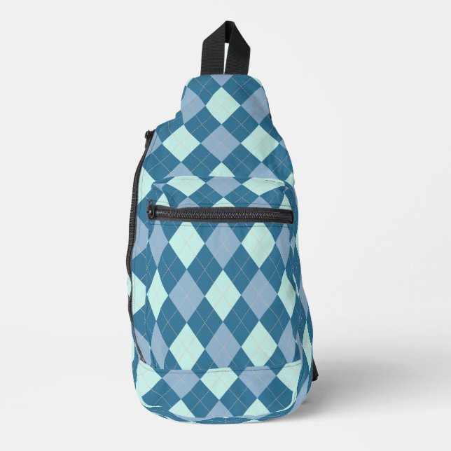 Sac À Bandoulière Motif Vintage Jacquard bleu (Recto)
