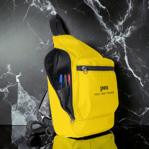 Sac À Bandoulière Mustard Jaune Simple Sportive Monogramme Nom