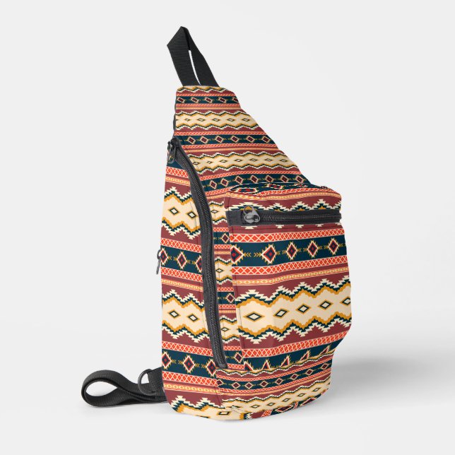 Sac À Bandoulière Native American Boho Culture Tribal géométrique (Coin gauche)