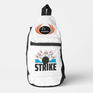 Sac À Bandoulière Nom personnalisé Boule de Bowling avec flamme