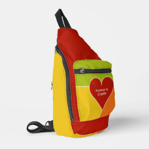Sac À Bandoulière Nom personnalisé du Motif de coeur
