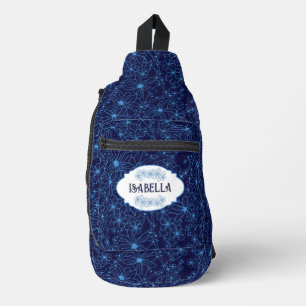 Sac À Bandoulière Nom personnalisé féminin motif floral bleu
