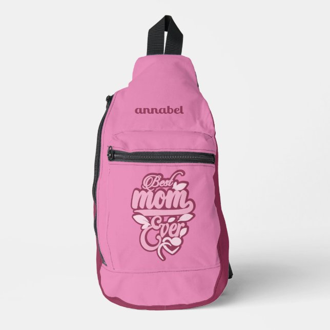 Sac À Bandoulière Nom personnalisé "Meilleure maman jamais" (Recto)