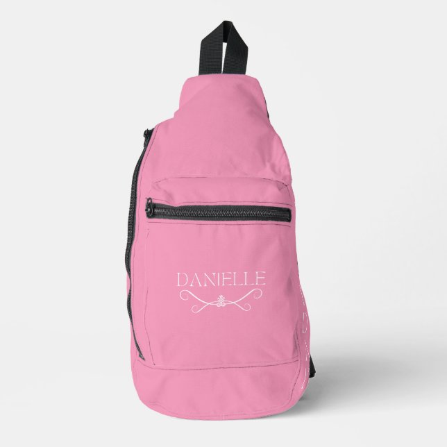 Sac À Bandoulière Nom personnalisé mignon rose "Ballet Everyday" (Recto)