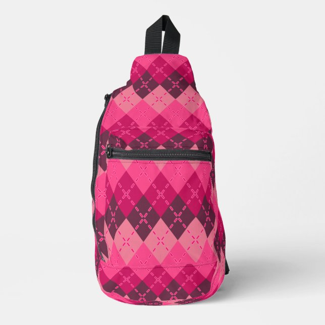 Sac À Bandoulière Nuances de Jacquard rose Sporty Preppy (Recto)