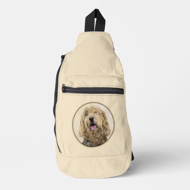 Sac À Bandoulière Otterhound Peinture Noir et Tan Original Chien Art (Recto)