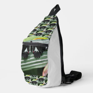 Sac À Bandoulière Papillon tropical noir et blanc