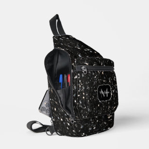 Sac À Bandoulière Parties scintillant brillante noire et blanche Mon