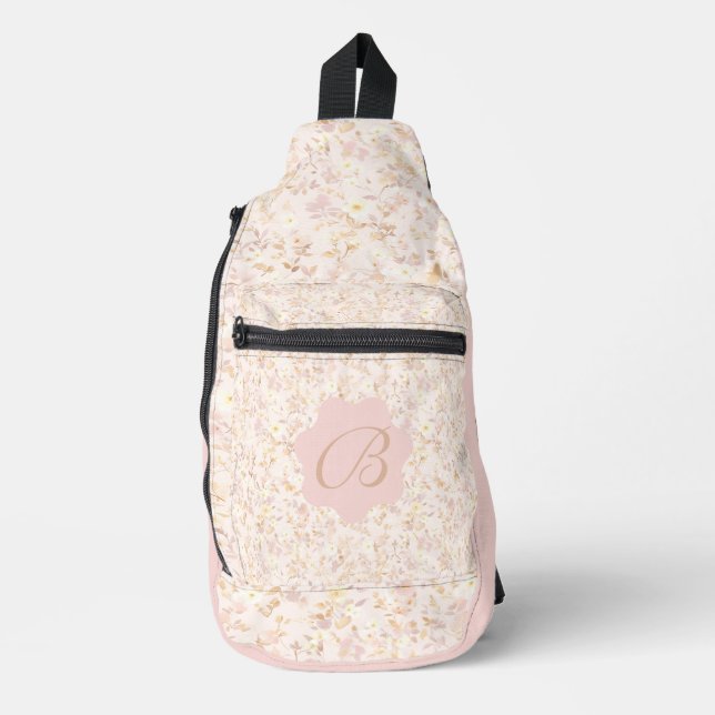 Sac À Bandoulière Pastel Floral Beige Et Violet (Recto)