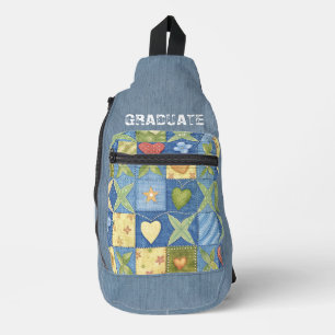 Sac À Bandoulière Patchwork Light Blue Denim Texture