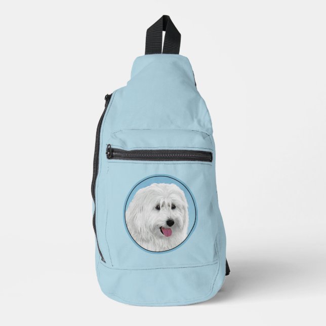 Sac À Bandoulière Peinture de chien des lowland polonais art origina (Recto)