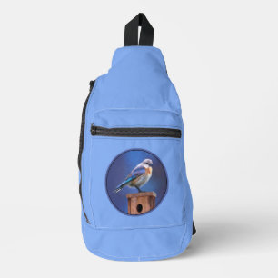 Sac À Bandoulière Peinture féminine d'oiseau bleu de l'Est Art d'ori