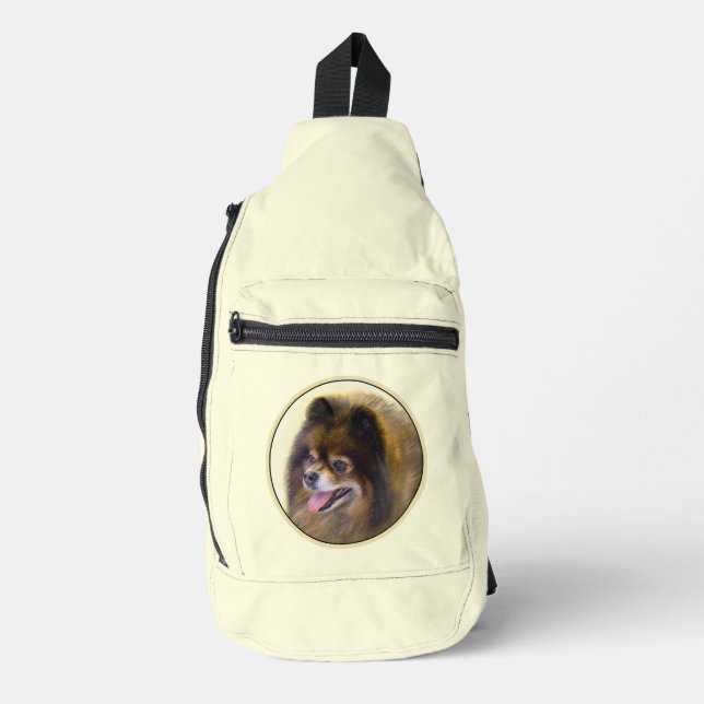 Sac À Bandoulière Peinture Poméranienne Orange Sable Original Chien  (Recto)